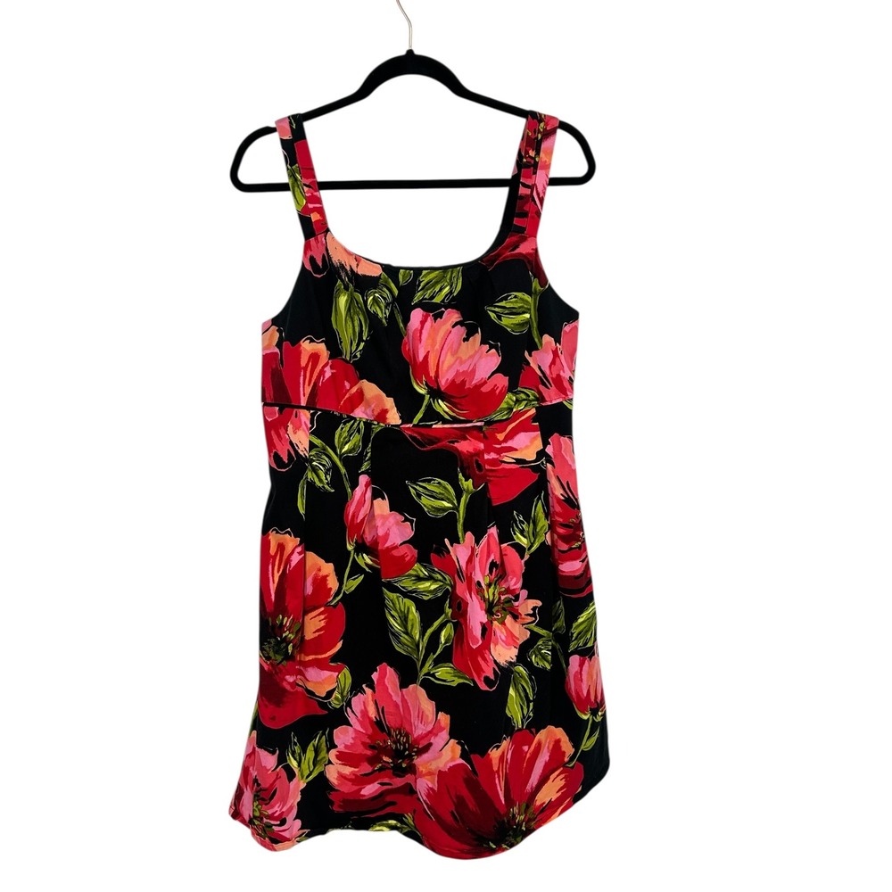 Lane Bryant Black Red Pink Floral Sleeveless Dress‎ Size 16 Plus